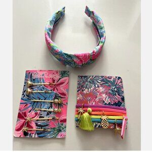 Lilly Pulitzer Bundle 3 Accessories Headband Hair Clips & Bracelets NEW